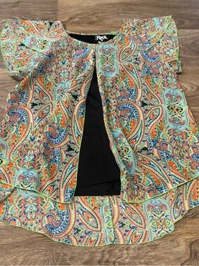 Rock 47 Wrangler Paisley Blouse Multicolor Western Double Layer SS Women’s L